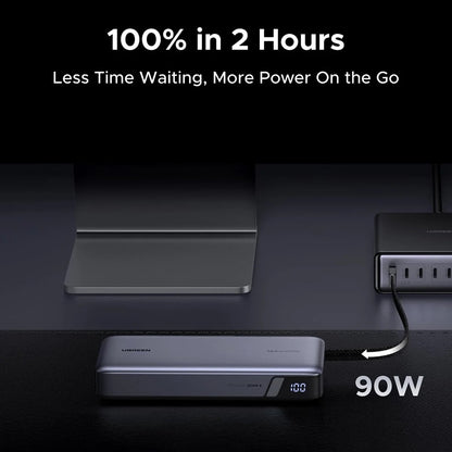 Batterie Externe UGREEN PB726 (55995B), 25000mAh, 165W, QC + PD, 1 x USB-A - 3 x USB-C, Gris
