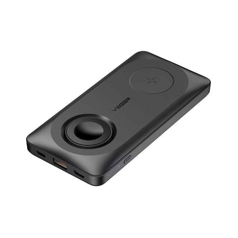 Batterie Externe Sans Fil Veger MagMulti W1156, 10000mAh, 22.5W, QC + PD + FQI, 2 x QI - 1 x USB-A - 1 x USB-C, Noire