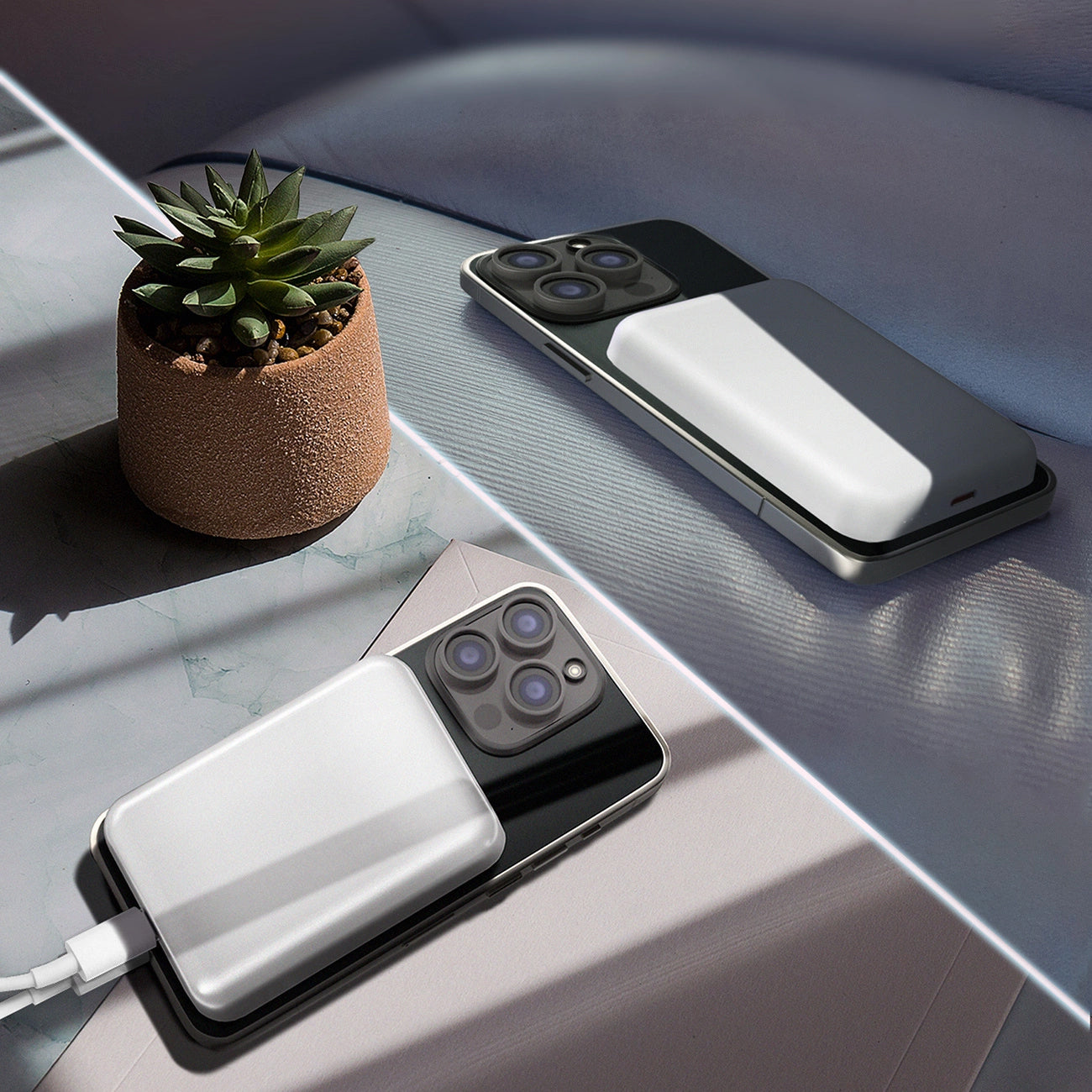 Externer Wireless Akku WZK WRW349YWS, 10000mAh, 20W, PD + FQI, 1 x QI - 1 x USB-C, Weiß
