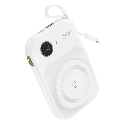 Batterie Externe Sans Fil XO Design PR270, 10000mAh, 22.5W, QC + PD + QI, 1 x QI - 1 x USB-A - 1 x USB-C, Blanche