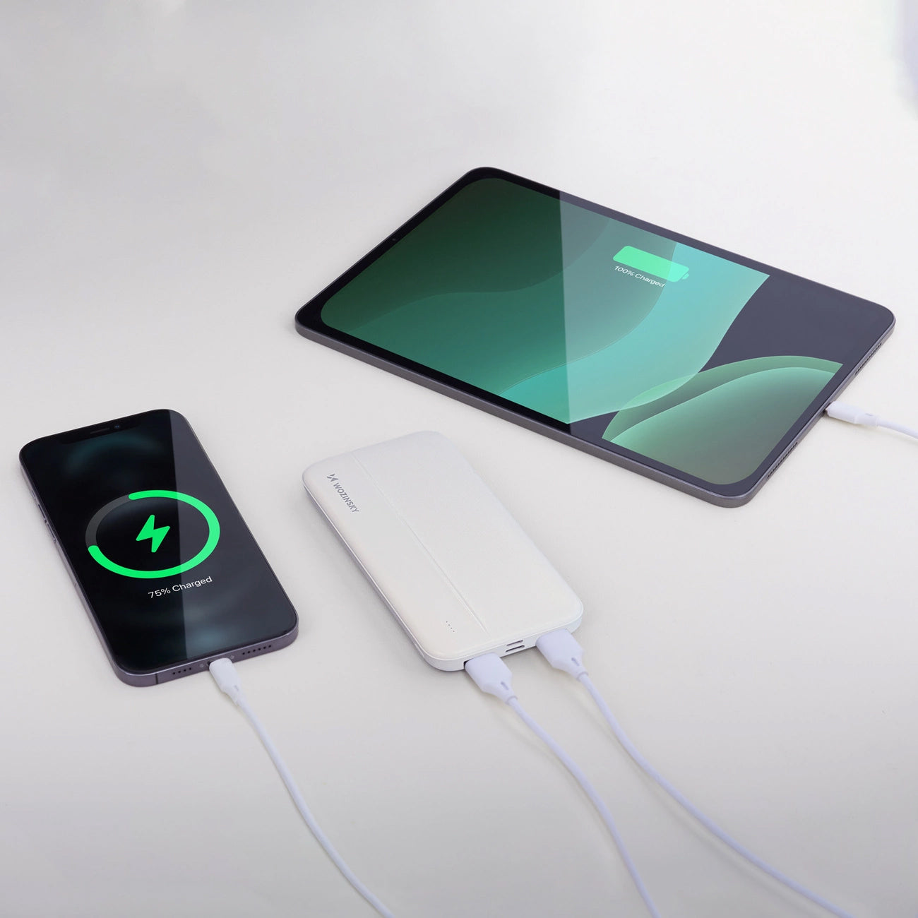 Externer Akku WZK WPBWE1, 10000mAh, 10W, 2 x USB-A, Weiß