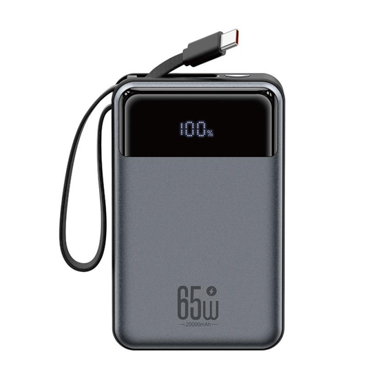 Batterie Externe XO Design PR267, 20000mAh, 65W, QC + PD, 1 x USB-A - 2 x USB-C, Gris