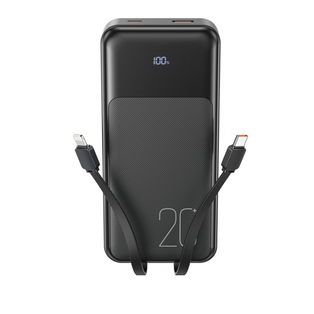 Batterie Externe XO Design PR249, 20000mAh, 22.5W, QC + PD, 1 x Lightning - 1 x USB-A - 2 x USB-C, Noire