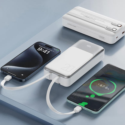 Externer Akku XO Design PR249, 20000mAh, 22.5W, QC + PD, 1 x Lightning - 1 x USB-A - 2 x USB-C, Weiß