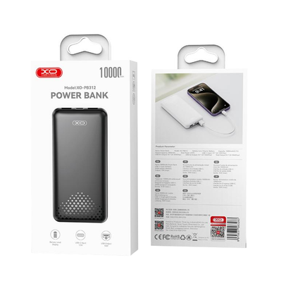Batterie Externe XO Design PB312, 10000mAh, 10W, 2 x USB-A, Noire