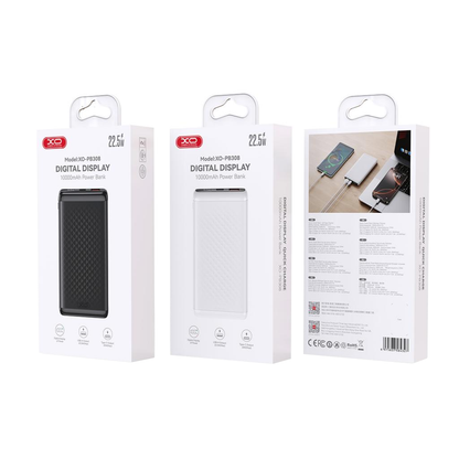Batterie Externe XO Design PB308, 10000mAh, 22,5W, QC + PD, 1 x USB-A - 1 x USB-C, Noire