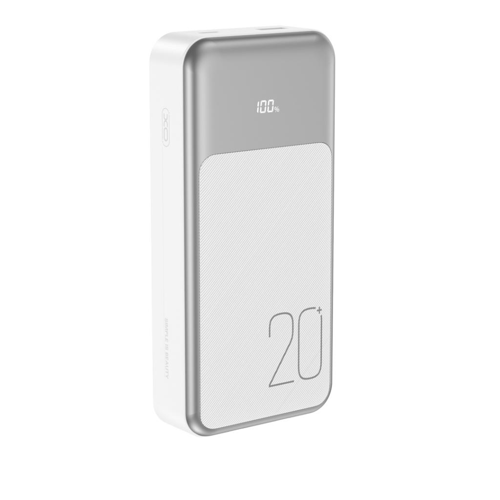 Externer Akku XO Design PR249, 20000mAh, 22.5W, QC + PD, 1 x Lightning - 1 x USB-A - 2 x USB-C, Weiß