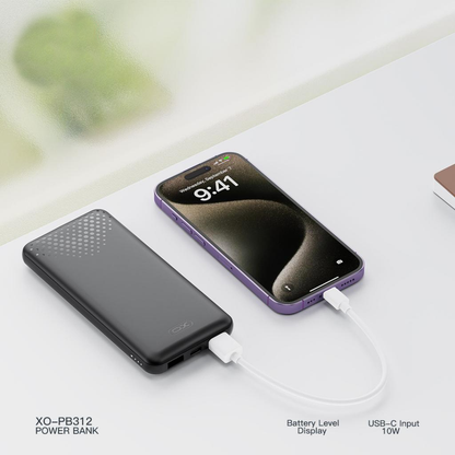 Batterie Externe XO Design PB312, 10000mAh, 10W, 2 x USB-A, Noire