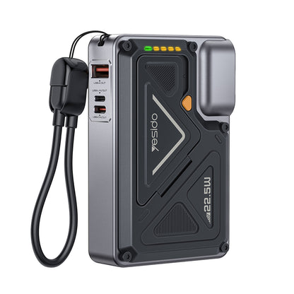 Batterie Externe Yesido YP89, 10000mAh, 22.5W, QC + PD + FQI, 1 x Lightning - 1 x QI - 1 x USB-A - 1 x USB-C, Gris