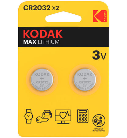 Pile Kodak Max Lithium, CR2032, Lot de 2 pièces