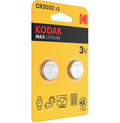 Pile Kodak Max Lithium, CR2032, Lot de 2 pièces