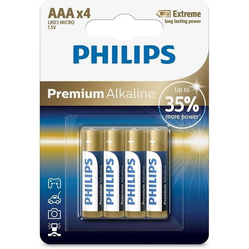 Pile Philips Premium, AAA / LR3, Lot de 4 pièces Phil-LR03M4B/10