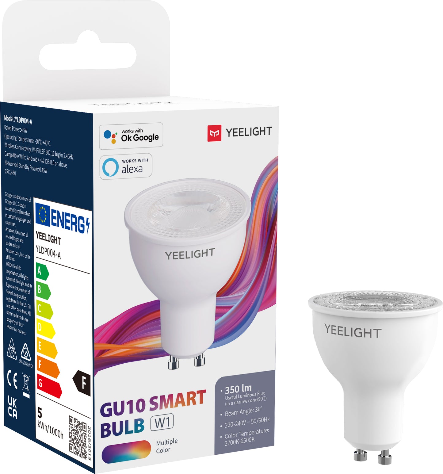 LED-Lampe Yeelight W1, Wi-Fi, GU10, 4.5W, 2700K - 6500K, 350lm, Mehrfarbig YLDP004-A