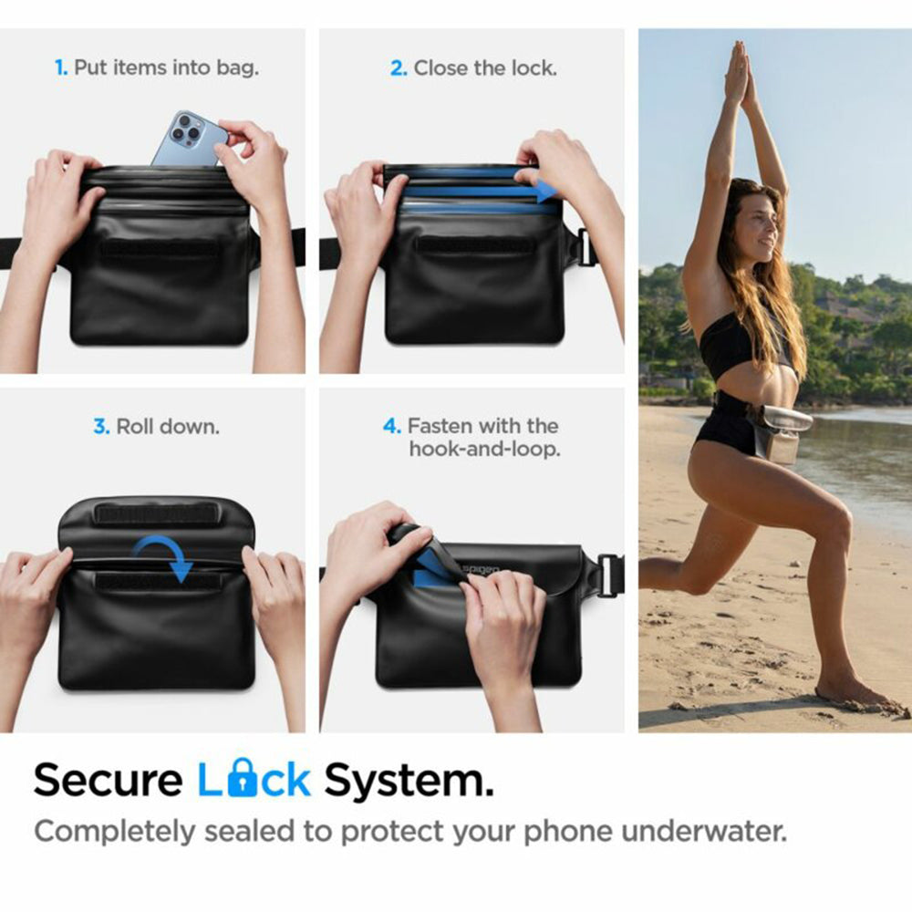 Wasserdichte Tasche Spigen Aqua Shield, Universal, Schwarz AMP04532