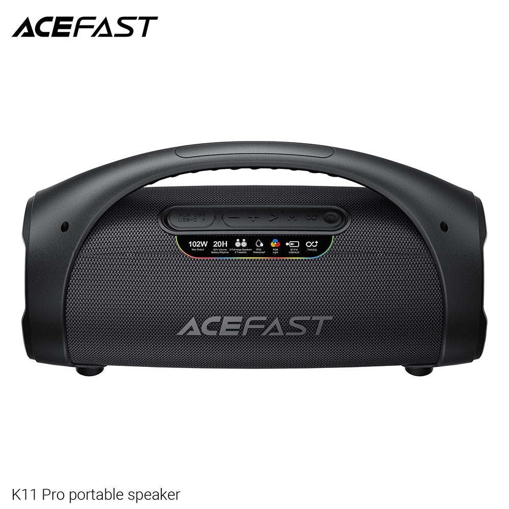 Enceinte Bluetooth Portable Acefast K11 Pro, 102W, RGB, TWS, Étanche, Noire
