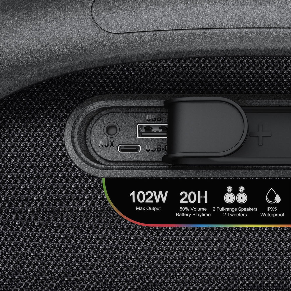Enceinte Bluetooth Portable Acefast K11 Pro, 102W, RGB, TWS, Étanche, Noire
