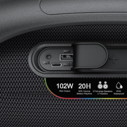 Enceinte Bluetooth Portable Acefast K11 Pro, 102W, RGB, TWS, Étanche, Noire