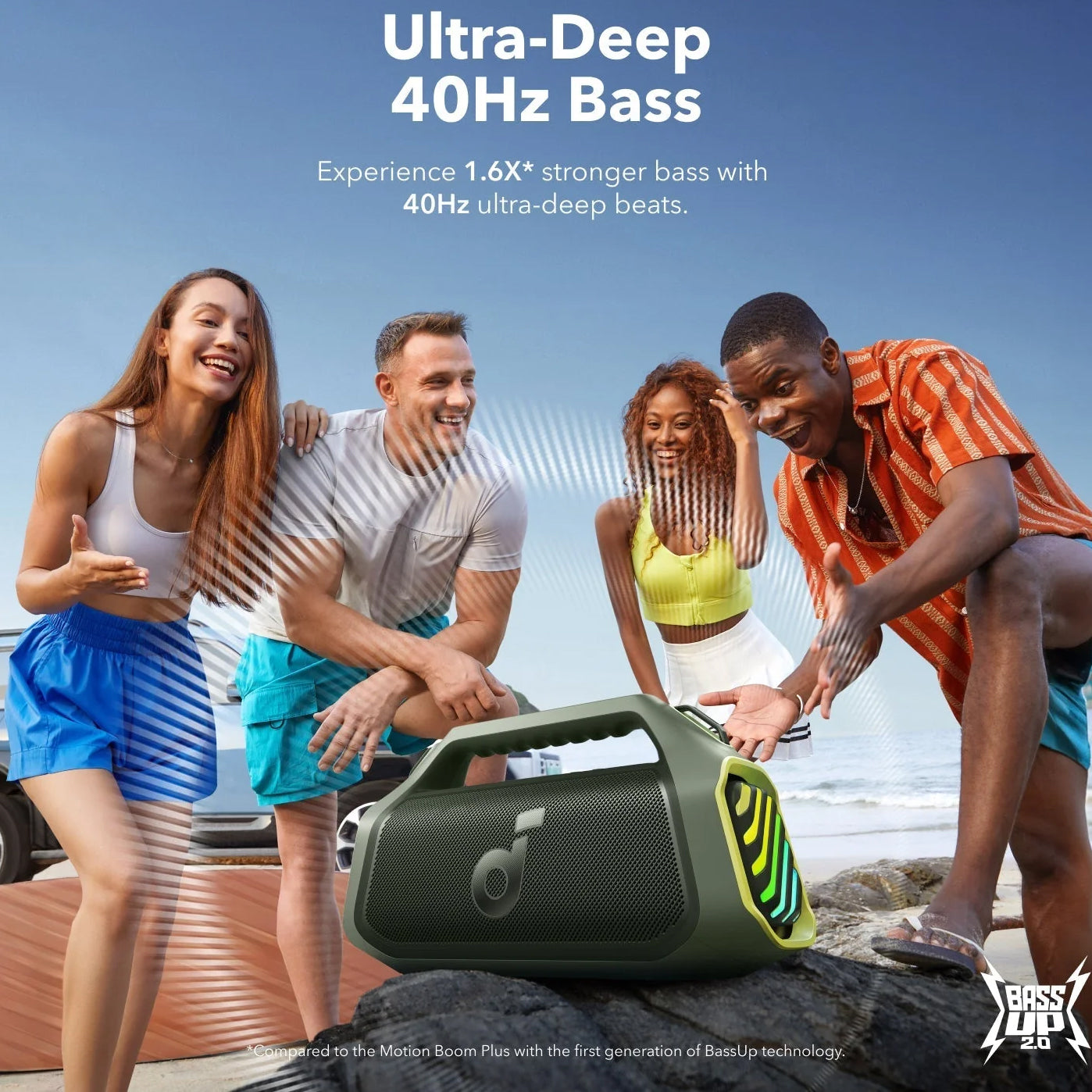 Anker SoundCore Boom 2 Plus Portable Bluetooth Speaker, 140W, TWS, RGB, Waterproof, Green A3134061