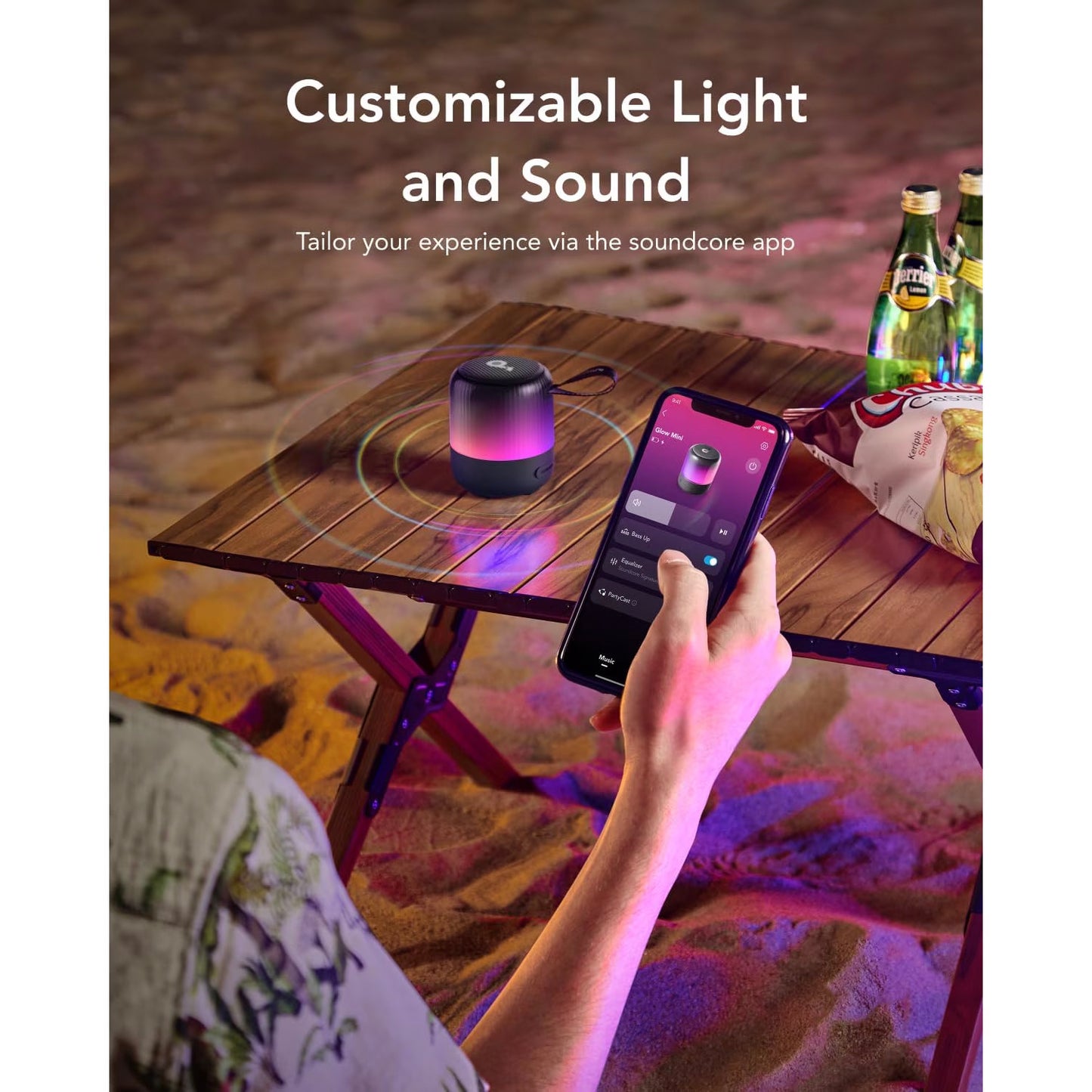 Tragbarer Bluetooth-Lautsprecher Anker SoundCore Glow Mini, 8 W, RGB, wasserdicht, schwarz A3136G11 
