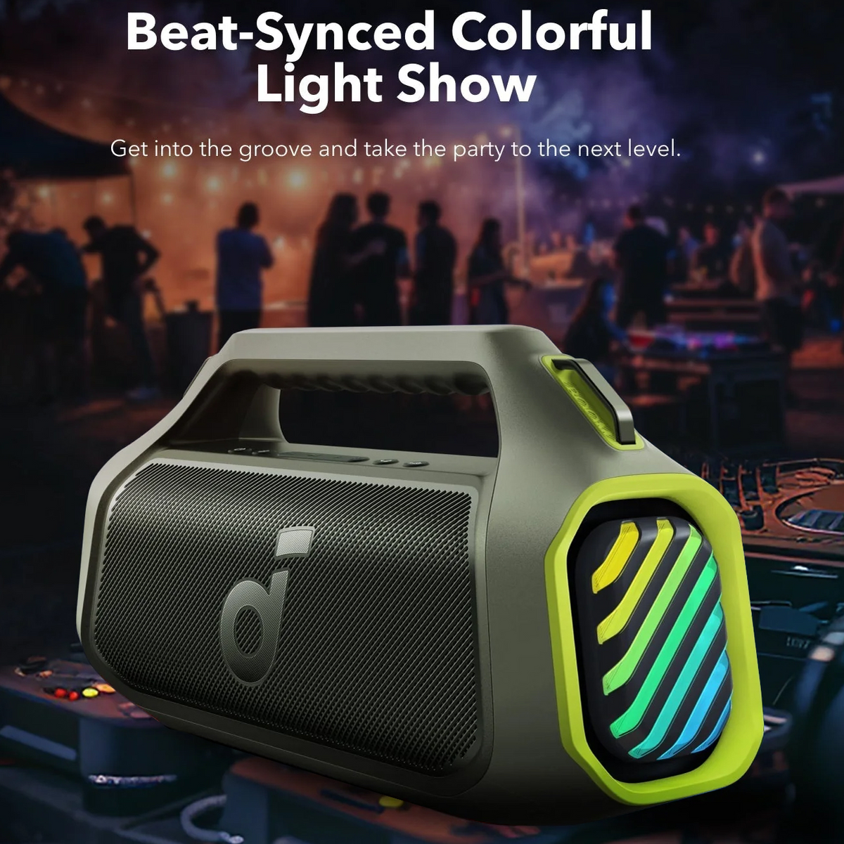 Enceinte Portable Bluetooth Anker SoundCore Boom 2 Plus, 140W, TWS, RGB, Étanche, Verte, Reconditionnée A3134061