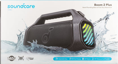 Tragbarer Bluetooth-Lautsprecher Anker SoundCore Boom 2 Plus, 140W, TWS, RGB, wasserdicht, Schwarz A3134011