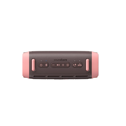 Tragbarer Bluetooth-Lautsprecher Anker SoundCore Boom 3i, 50W, RGB, wasserdicht, Braun Rosa D5100080