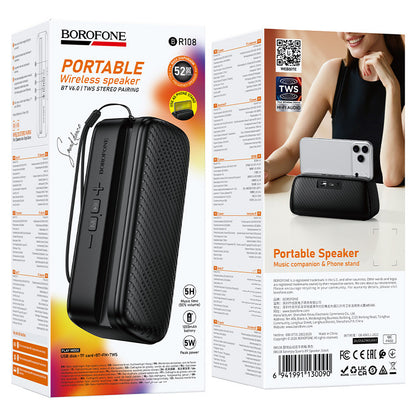 Enceinte portable Bluetooth Borofone BR108 Serenjoy, 5 W, TWS, noire