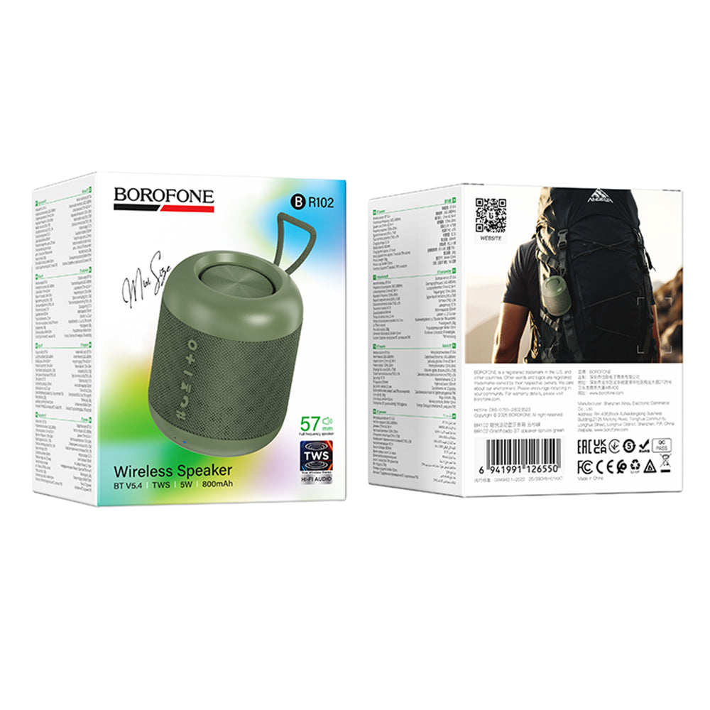 Enceinte Bluetooth Portable Borofone BR102 Gratificado, 5W, TWS, Verte