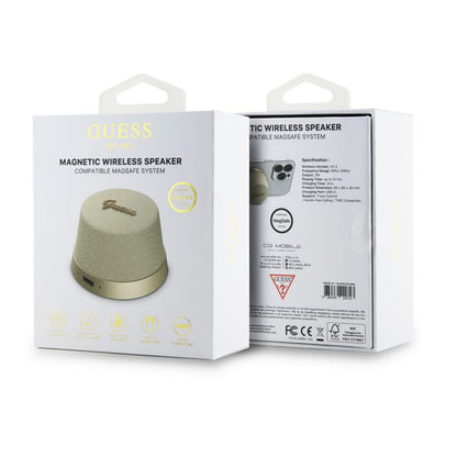 Enceinte Portable Bluetooth Guess Stand Magnétique Script Métal, 3W, Dorée