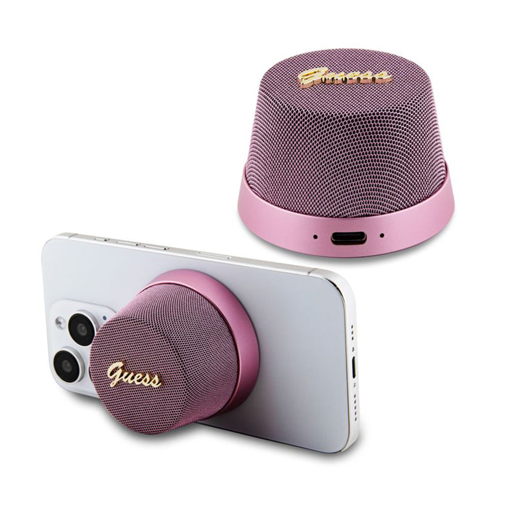 Tragbarer Bluetooth-Lautsprecher Guess Stand Magnetic Script Metal, 3W, Rosa