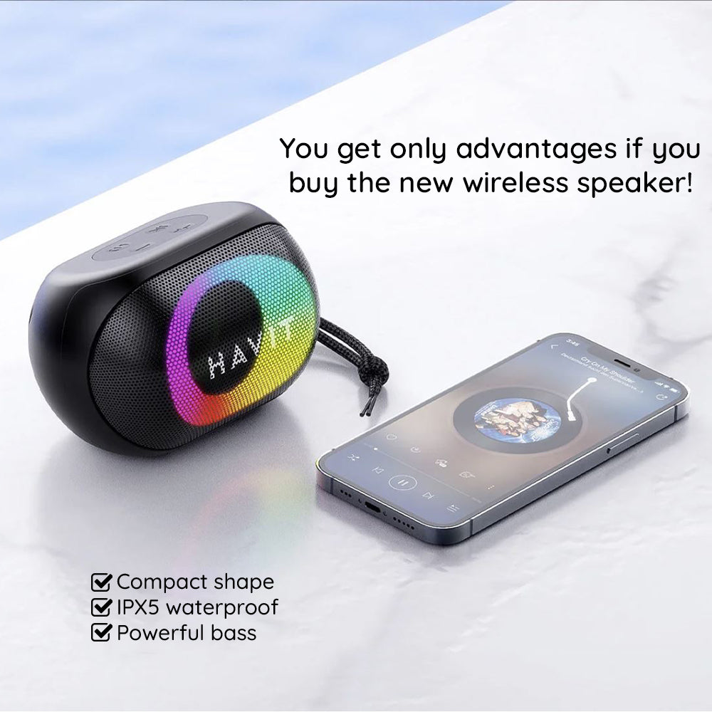Tragbarer Bluetooth-Lautsprecher HAVIT SK885BT, 8W, RGB, wasserdicht, Schwarz