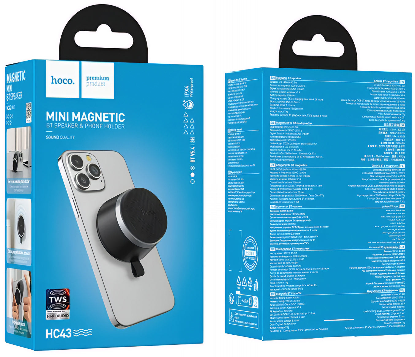 Enceinte Portable Bluetooth HOCO HC43 Mini Magnétique, 8W, TWS, Noire