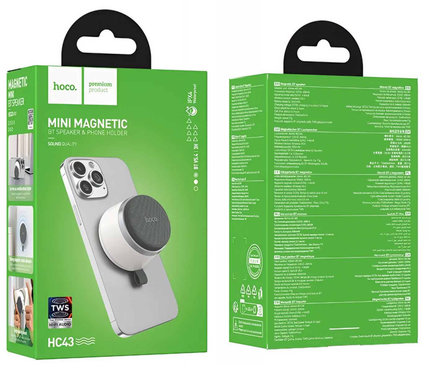 Enceinte Portable Bluetooth HOCO HC43 Mini Magnétique, 8W, TWS, Blanche