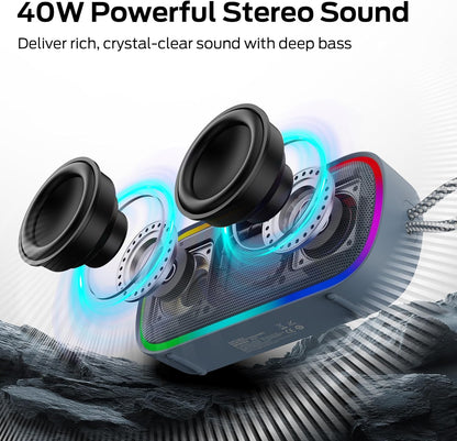 Enceinte Bluetooth Portable Monster S150 Plus, 40W, TWS, RGB, Étanche, Crème Clair