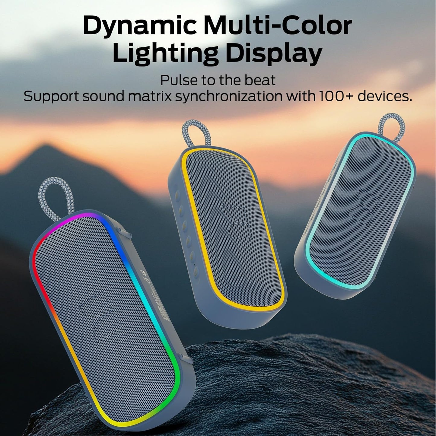 Enceinte Bluetooth Portable Monster S150 Plus, 40W, TWS, RGB, Étanche, Crème Clair