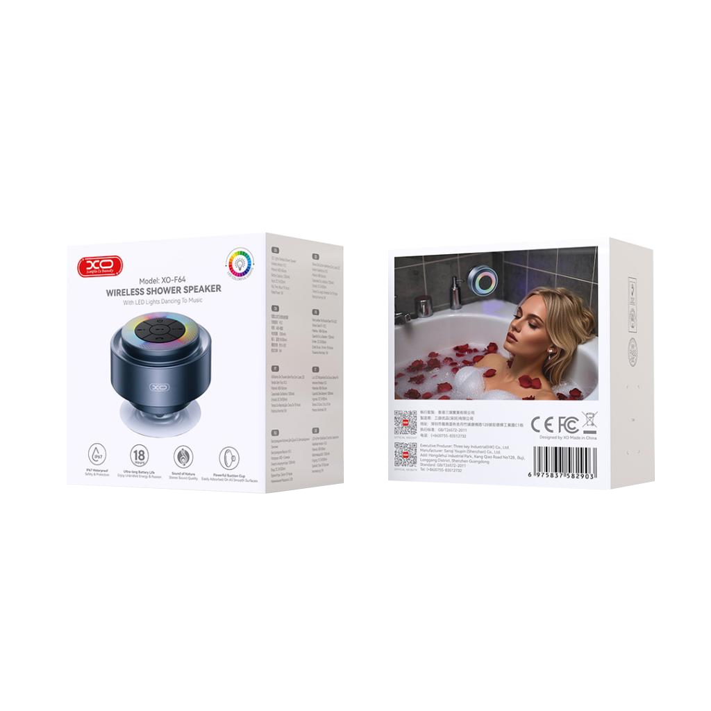 Tragbarer Bluetooth-Lautsprecher XO Design F64, 5W, RGB, wasserdicht, Schwarz