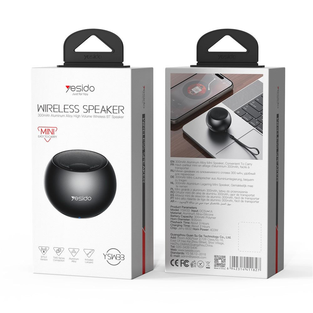 Enceinte Bluetooth Yesido YSW33, 3W, Noire