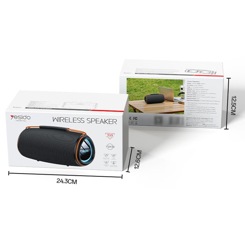 Enceinte Portable Bluetooth Yesido YSW38, 30W, TWS, RGB, Noire