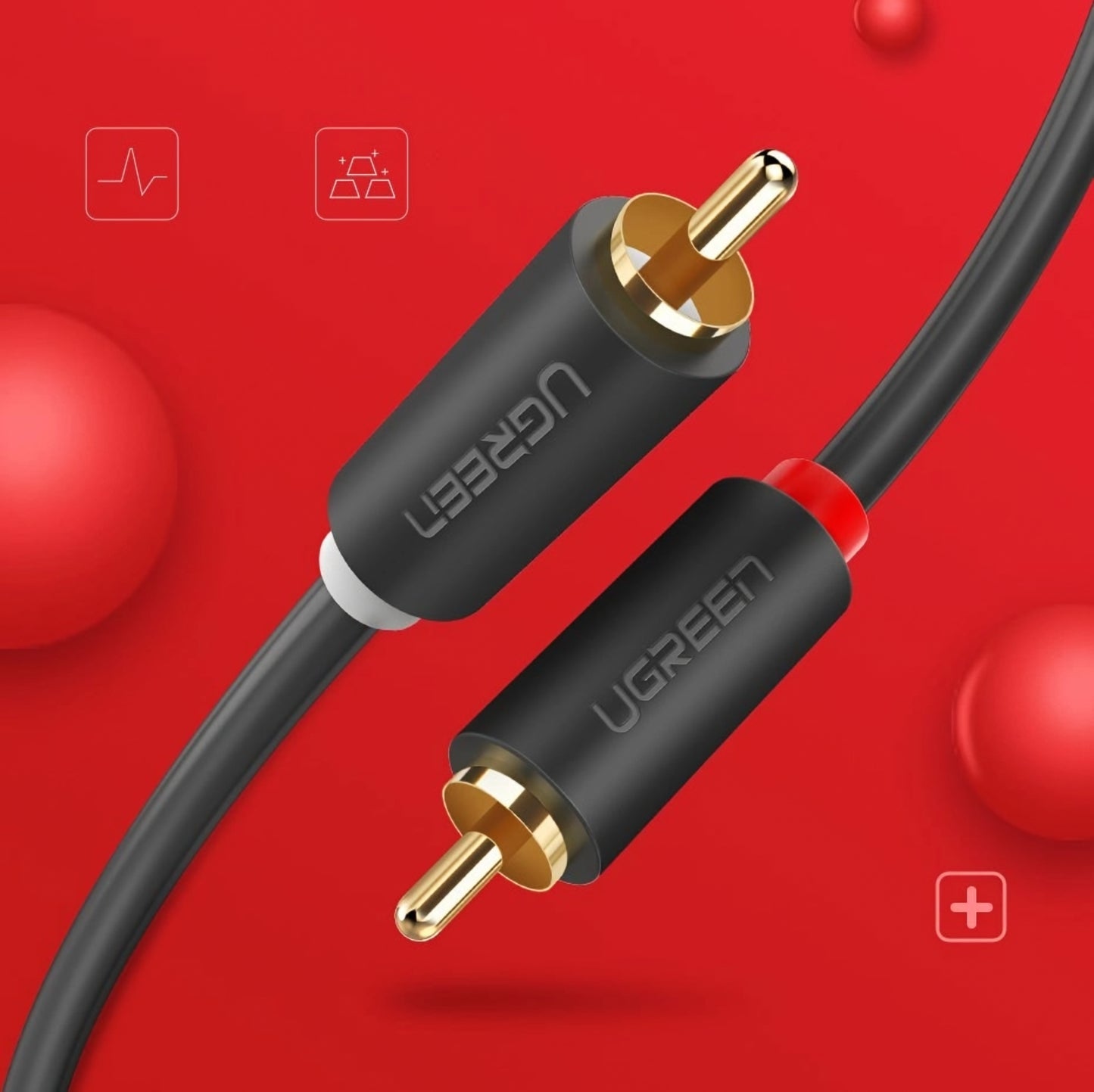 Câble Audio UGREEN AV104, 2 x RCA - 2 x RCA, 5m, Noir