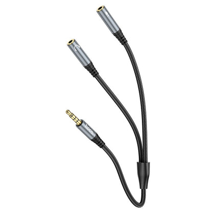 Audioadapter 3,5mm - 2 x 3,5mm HOCO UPA21-2, 0,25m, Schwarz