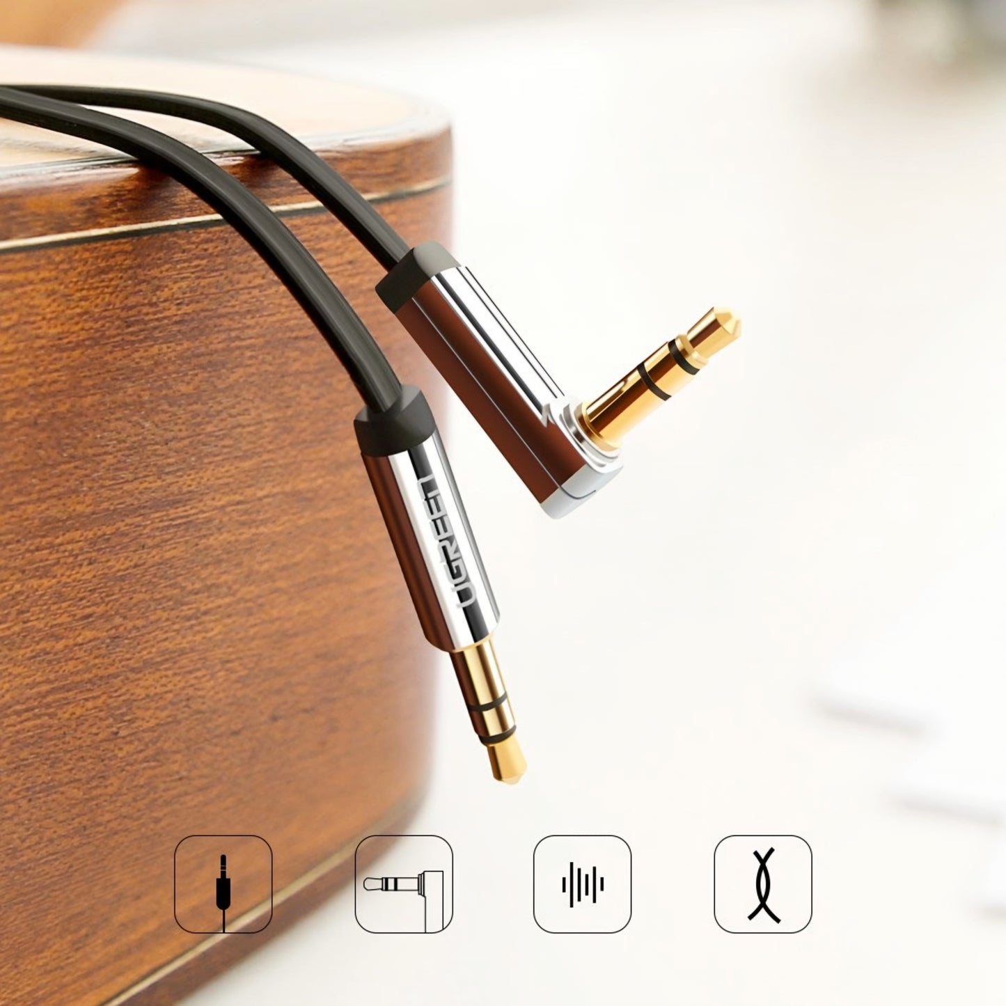 Audio Kabel 3.5mm - 3.5mm UGREEN AV119 Angled, 1.5m, Schwarz