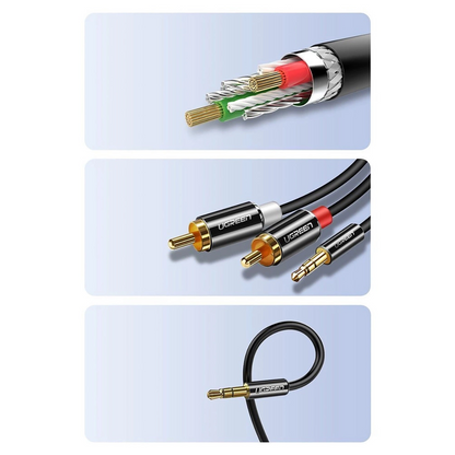 Câble Audio 3.5mm - 2 x RCA UGREEN AV116, 1m, Noir