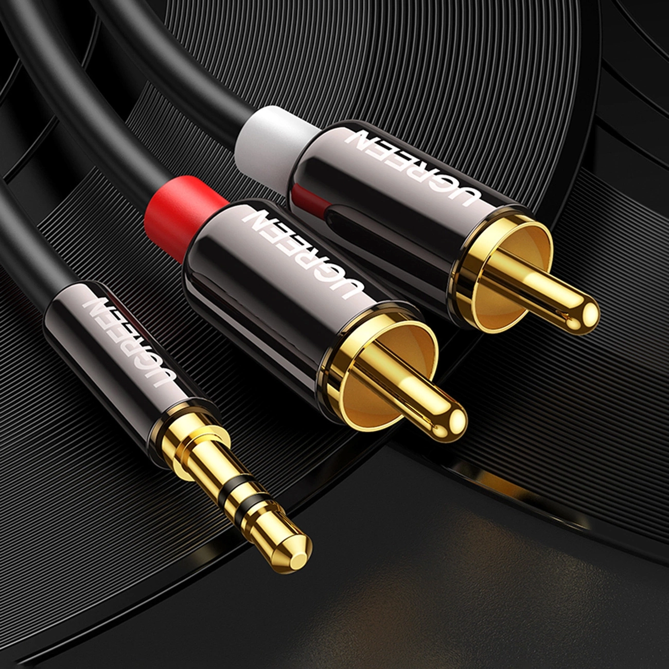 Câble Audio 3.5mm - 2 x RCA UGREEN AV116, 1m, Noir