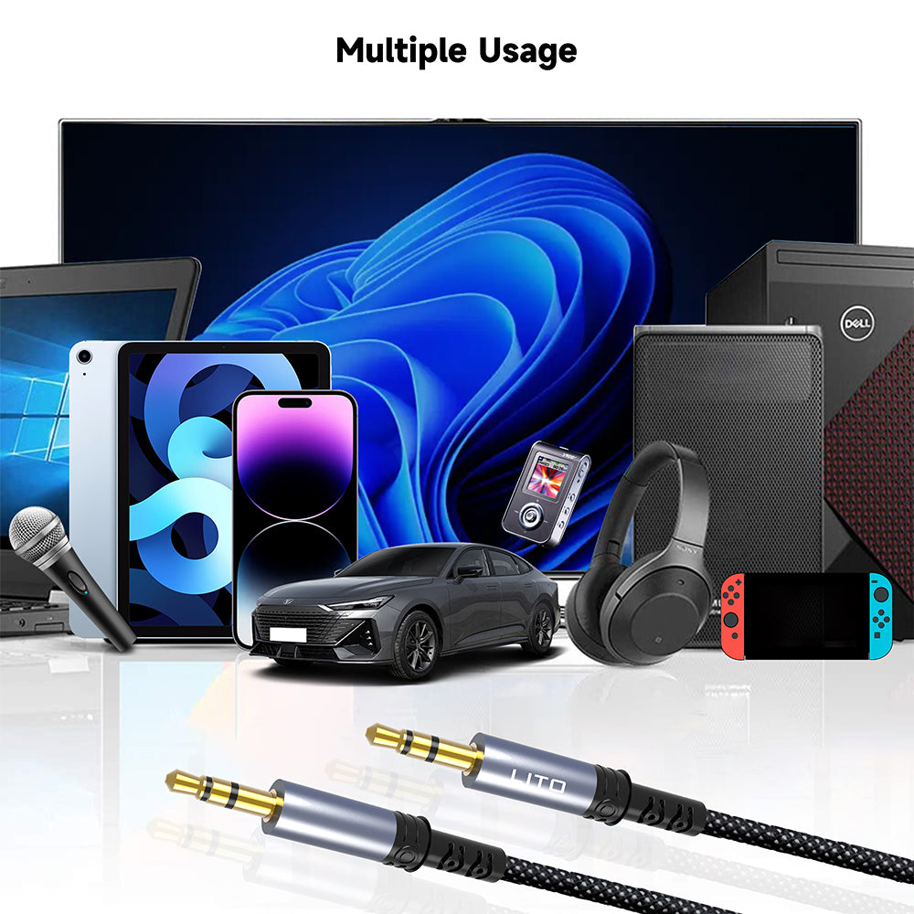Câble Audio 3.5mm - 3.5mm Lito LA01D, 1m, Noir