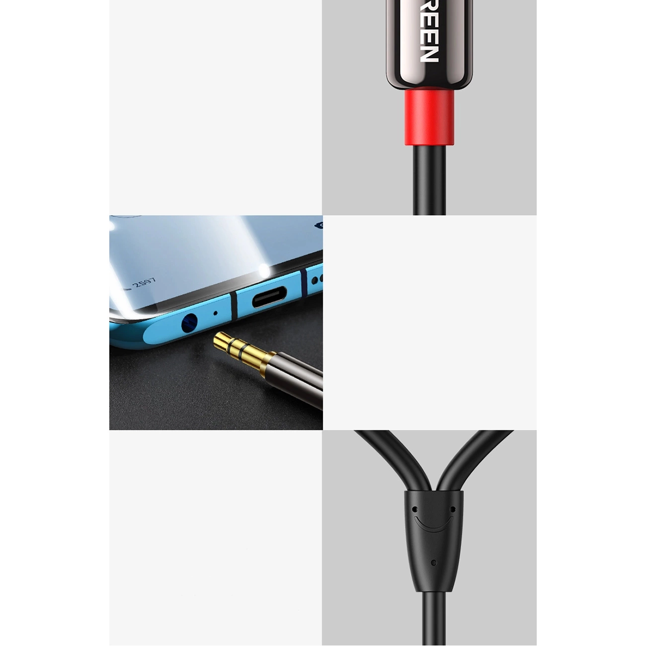 Câble Audio 3.5mm - 2 x RCA UGREEN AV116, 1m, Noir