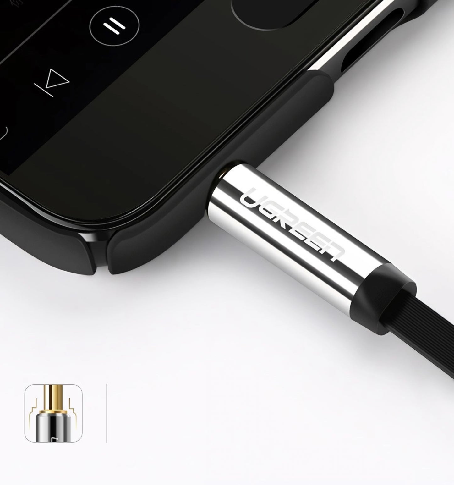 Audio Kabel 3.5mm - 3.5mm UGREEN AV119 Angled, 1.5m, Schwarz