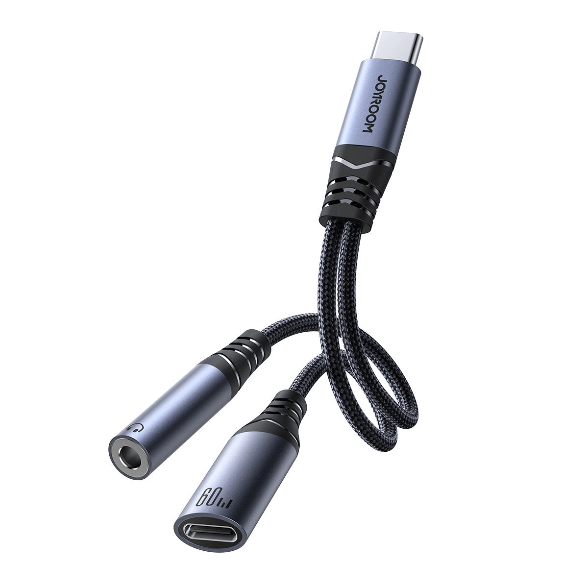 Audio-Kabel USB-C - 3,5 mm / USB-C Joyroom SY-C02, 0,14 m, Schwarz