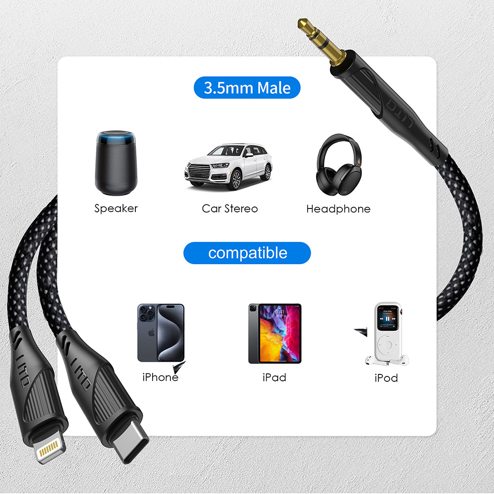 Audio-Kabel USB-C - 3,5mm Lito LA02, 1m, Schwarz
