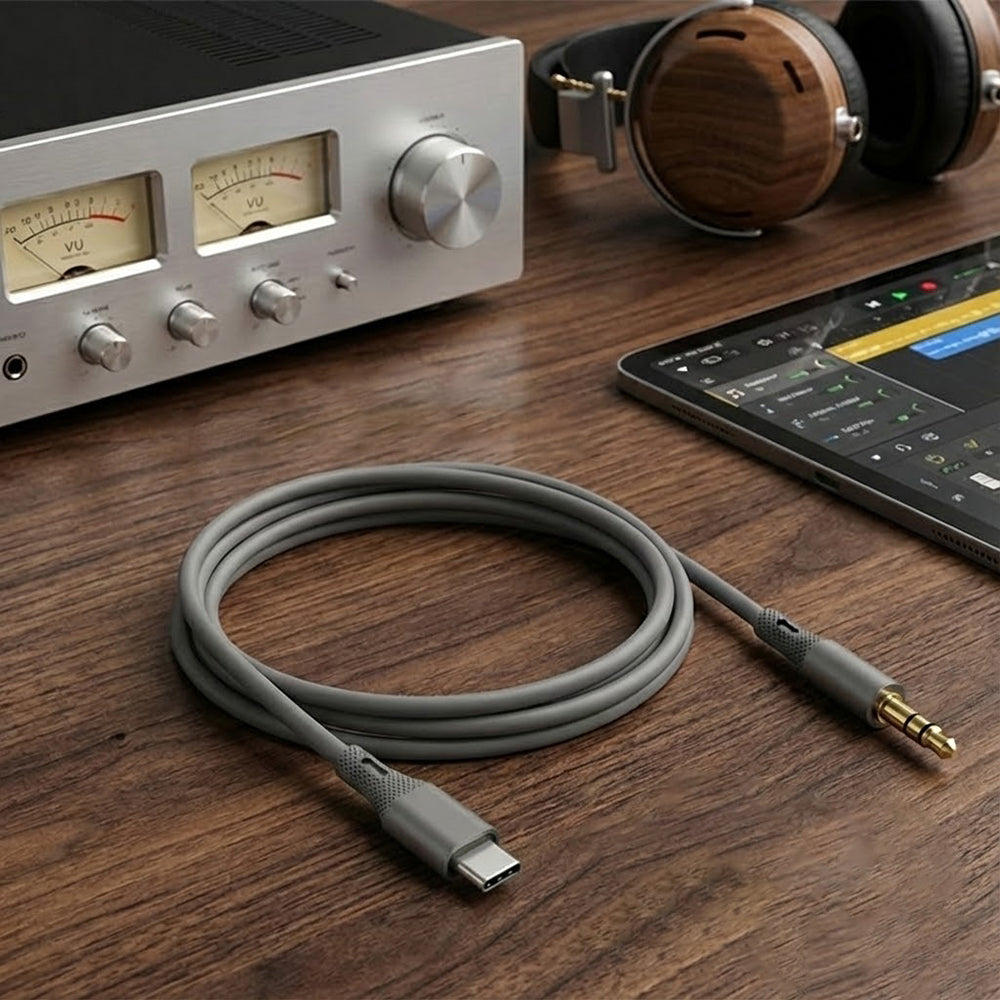 Câble Audio USB-C - 3.5mm Techsuit AC4 SoundFlex, 1m, Gris