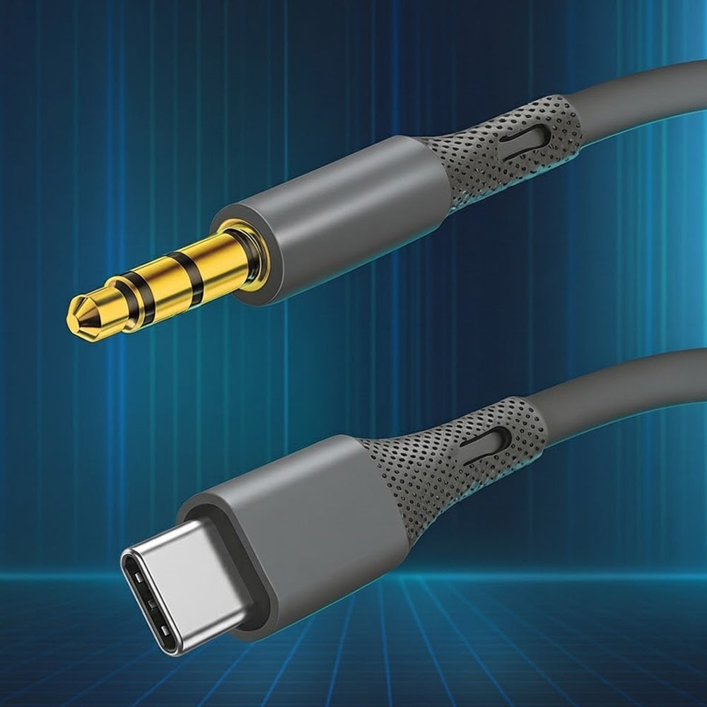 Câble Audio USB-C - 3.5mm Techsuit AC4 SoundFlex, 1m, Gris
